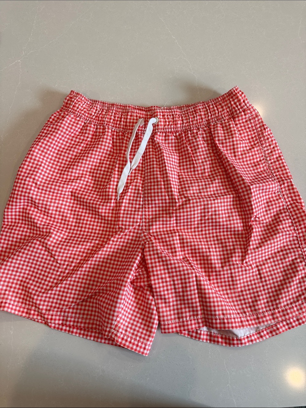 Kanu Surf Red and White Checkered Men's Swim Trunks